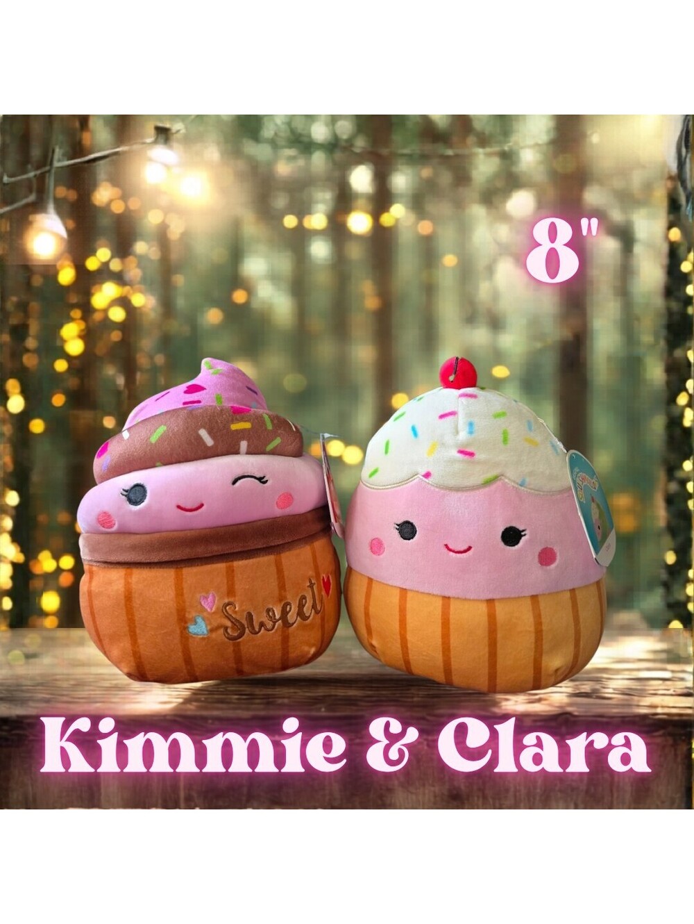 NWT Squishmallows Kimmie and Clara Cupcakes 8"